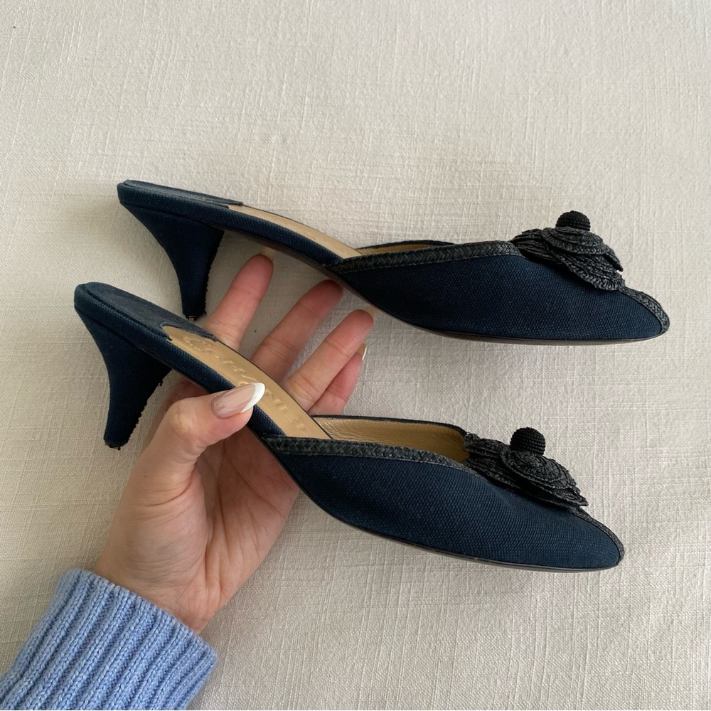 CHANEL Navy Blue Heels with Black Accents - Picture 6 of 15